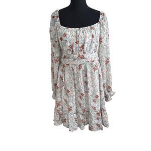 Milkmaid Dress Size L Coquette Dainty Floral Cottagecore Tie Back Fairycore Boho